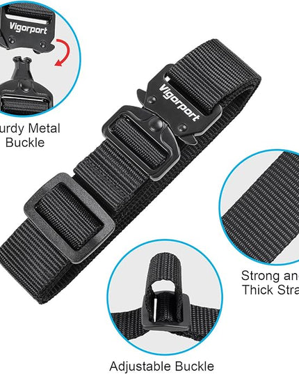 Vigorport Utility Straps Quick Release Nylon Backpack Accessory Bag Strap,Adjustable for Hiking,Travel,Outdoor Sports-4 Pack (Black-Metal Buckle, 1" W-48 L)