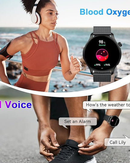 Smart Watch for Men Women Fitness: Make Answer Call Waterproof Digital Mens Watches Running Pedometer Smartwatch Android Phone iPhone Samsung Compatible Sleep SpO2 Heart Rate Monitor Step Tracker