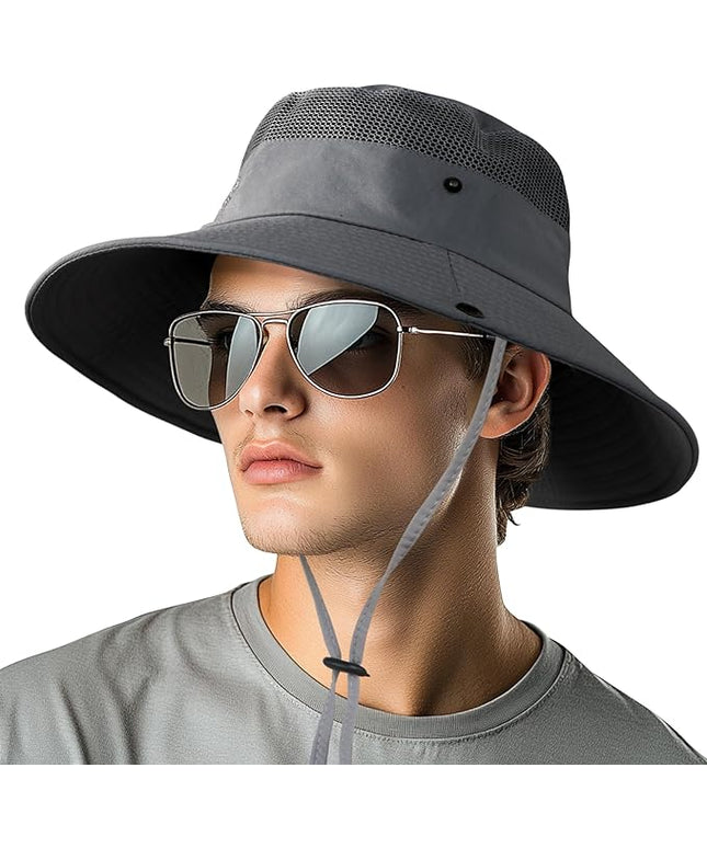 NPQQUAN Sun Hats for Men Women with Neck Flap UPF 50+ UV Protection Wide Brim Bucket Hat Safari Hiking Fishing Hats