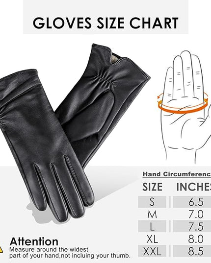 Womens Winter Leather Touchscreen Texting Warm Driving Lambskin Pure Genuine leather Gloves