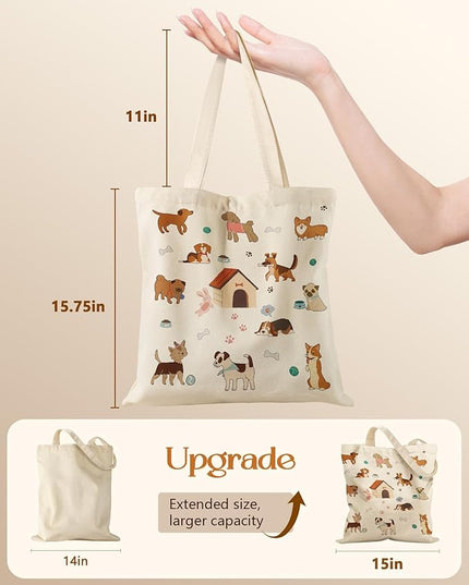 Canvas Tote Bag with Pockets - Aesthetic Reusable Totes for Women Ladies Cute Printed Cloths Canvas Shoulder Bag