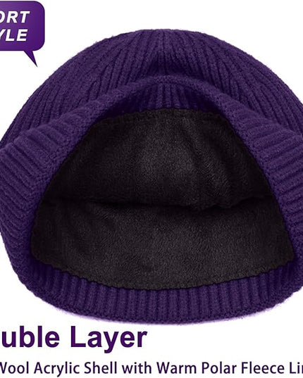 ROYBENS Swag Wool Knit Cuff Short Fisherman Beanie for Men Women, Winter Warm Hats