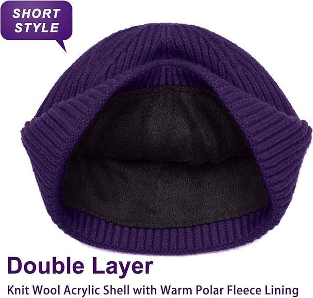 ROYBENS Swag Wool Knit Cuff Short Fisherman Beanie for Men Women, Winter Warm Hats