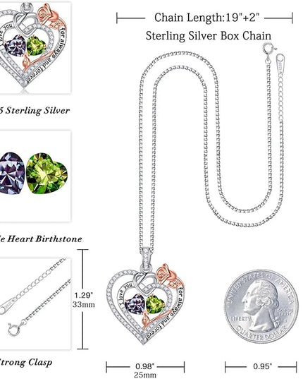 Iefil Christmas Gifts for Wife Women - 925 Sterling Silver Double Birthstone Necklace, Anniversary Birthday Gifts for Women, Jewelry Gift for Wife Girlfriend Mom Her
