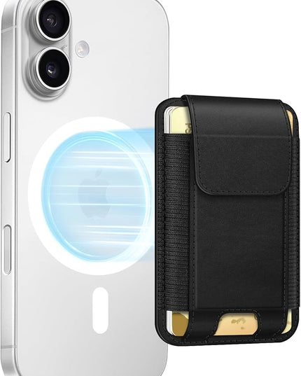 FINPAC MagSafe Wallet, Magnetic Card Wallet Holder for iPhone 17/16/15/14/13/12 Series, Safe RFID Blocking Slim Leather 6 Card Holder for Women Men