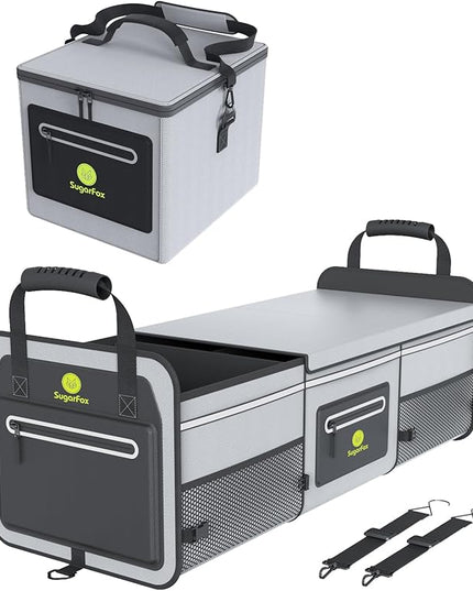 95L Car Trunk Organizer & Storage With 26L Ice Pack, Waterproof Foldable | Trunk Organizers for SUVs & Cars, Car Storage Organizer, Great Gift for Drivers (Gray-M004)