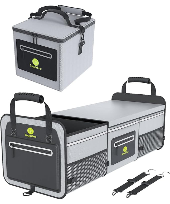 95L Car Trunk Organizer & Storage With 26L Ice Pack, Waterproof Foldable | Trunk Organizers for SUVs & Cars, Car Storage Organizer, Great Gift for Drivers (Gray-M004)