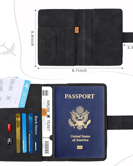 COSHAYSOO Initial RFID Passport Cover for Women Passports Book Holder Case Air Travel Essentials Airplane Flight Accessories Airline Plane Flying Must Haves Traveler Gifts Butterfly Letter Black T