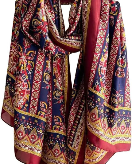 Fashion Scarves Scarf 100% Silk Feeling Scarf Silk Like Scarves Long Lightweight Sunscreen Shawls for Women