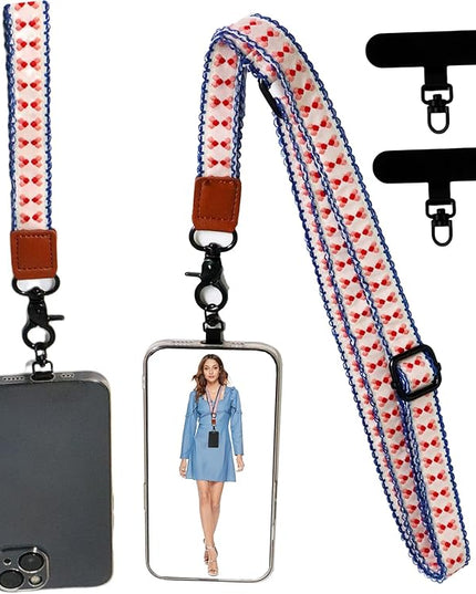Adjustable Lanyard for Phone, Camera, Name Tags, ID card, Keychain and Wristlet Straps with 2 phone pads(Black)