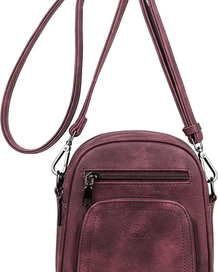 FADEON Small Purses for Women Crossbody Bags, Designer PU Leather Mini Cross Body Purse Travel Shoulder Bag Card Slots