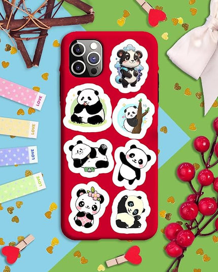 BulbaCraft 100Pcs Panda Stickers for Water Bottle and Laptop - Panda Party Supplies & Decorations, Waterproof Vinyl Decals, Cute Animal and Bear Stickers, Gifts for Women & Men