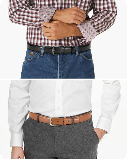 CHAOREN Leather Dress Belt Men 2 Pack - 1 3/8" Mens Belts for Work Business Casual Jeans
