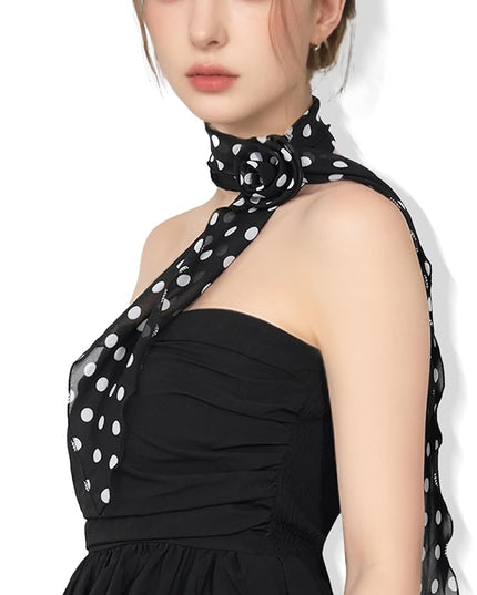 Chiffon Scarf for Women, Removable Flower Neck Scarf Light Soft Fashion Rose Scarves Versatile Headband or Hair Band