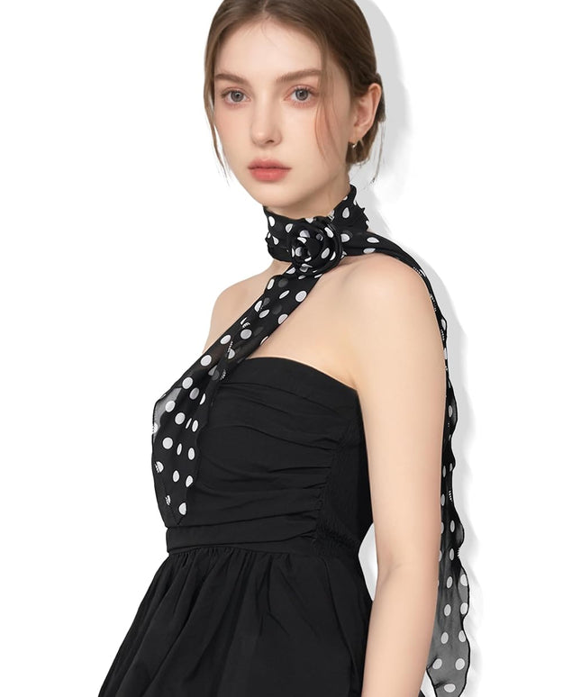 Chiffon Scarf for Women, Removable Flower Neck Scarf Light Soft Fashion Rose Scarves Versatile Headband or Hair Band