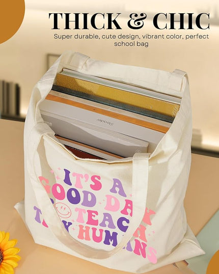 AUSVKAI Canvas Tote Bag Aesthetic for Women, Cute Cloth Cotton Bags for College Shopping Beach Grocery and Trendy Gifts
