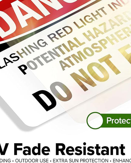 Danger Flashing Red Light Indicates Potential Hazardous Atmosphere Do Not Enter Sign, 10x7 Inches, 4 Mil Vinyl Decal Stickers Weather Resistant, Made in USA by My Sign Center