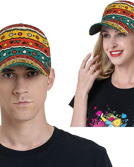 African Ethnic Tribal Style Baseball Cap for Men Women, Fashion Adjustable African Hat Casual Trucker Hats Sun Caps