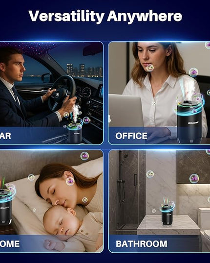 Smart Car Air Freshener Diffuser with Starry Sky Projection and 50ml Perfume, Auto On/Off Intelligent, 3 Adjustable Spray Modes Rechargeable Car Aroma Diffuser, Cologne