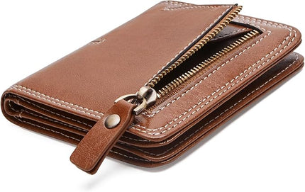 TFKGS Slim Wallet for Women Vegan Leather RFID Blocking, Small Thin Credit Card Holder Bifold Compact Pocket Ladies Mini Purse Brown