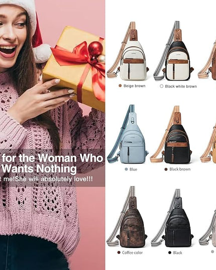 7L Sling Bag For Women Men Backpack Fanny Pack Crossbody Chest Travel Shoulder Belt Bags Purse Handbag PU Leather