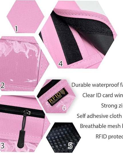 RFID Blocking Travel Neck Wallet Pouch and Passport Holder, Travel Neck Pouch Passport Holder for Women & Men - Pink