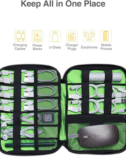 Luxtude Travel Cable Organizer Bag, Flat Cord Organizer Case, Travel Essentials for Wire/Cord/Charger/Cable Storage/Tech Accessories/Tech Gifts