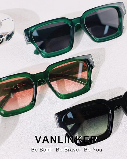 VANLINKER Thick Square Sunglasses for Men Women Retro Chunky Rectangle Shades UV400 Protection VL9731