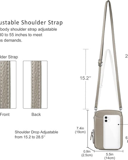 befen Genuine Leather Crossbody Cell Phone Purse for Women, Small Zip Around RFID Blocking Crossbody Wallet Bags