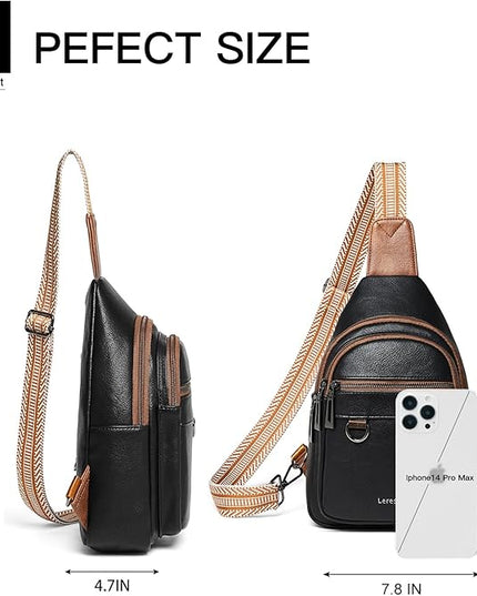 7L Sling Bag for Women Men Vegan Leather Crossbody Bags Fanny Pack Purse Backpack Over Shoulder Bag Travel Anti Theft