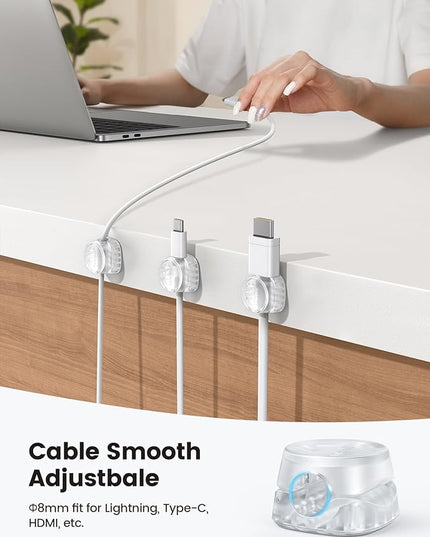 6Pack Cord Organizer, Office Desk Accessories - Lamicall Clear Cable Management Clips, Home Workspace Chritsmas Organization Accessories, Nightstand Desk Decor, Dorm Room Desktop Gadget Essentials