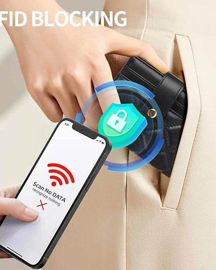 FALAN MULE Small Wallets Woman Leather Bifold RFID Blocking Card Holder With Zipper Coin Pocket