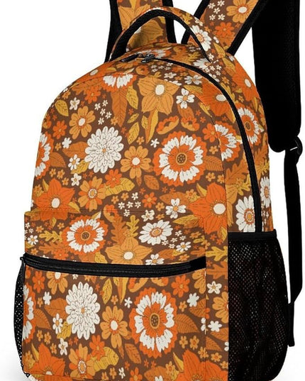 Fashion Boho Style Autumn Flowers Backpack Lightweight Large Capacity Laptop Daybag for Travel Work