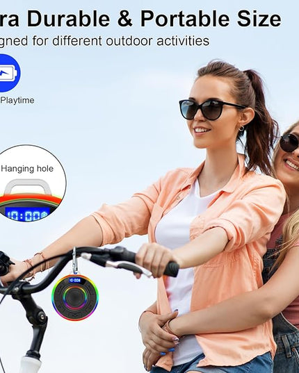 Shower Bluetooth Speaker IPX7 Waterproof, Portable Bluetooth Speakers with Suction Cup and Time Display, Crystal Sound&Bass LED Light 1100mAh, Wireless Shower Speaker for Outdoor/Kayak/ Gifts/Beach