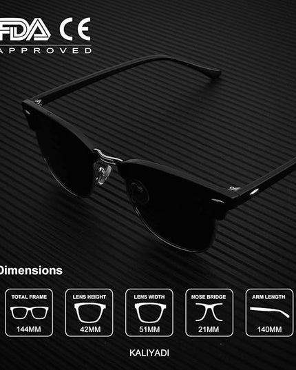 KALIYADI Polarized Sunglasses for Men and Women Semi-Rimless Frame Driving Sun glasses UV Blocking