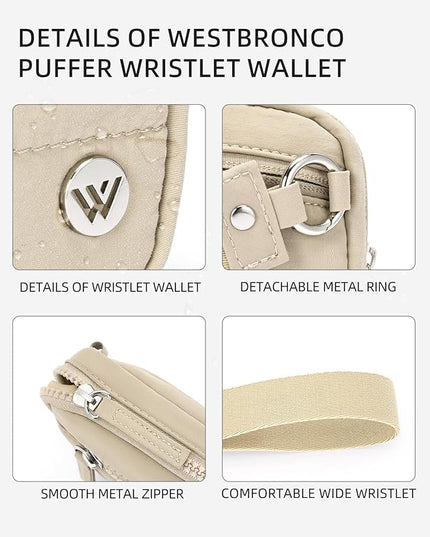 WESTBRONCO Wristlet Wallets for Women Nylon Quilted RFID Wallet with 3 Zipper Purse for Travel