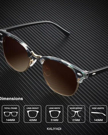 KALIYADI Polarized Sunglasses for Men and Women Semi-Rimless Frame Driving Sun glasses UV Blocking