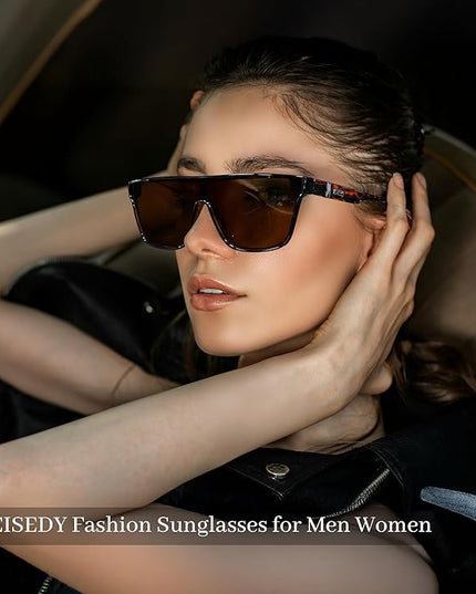 FEISEDY Sunglasses for Women Men, Fashion Mirrored Single Lens, Driving Beach Sunnies UV400 Shades B2996