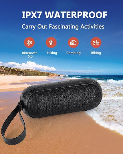 Bluetooth Speaker with RGB Light, 30W Portable Bluetooth Wireless(100FT Range) Loud Stereo Sound, IPX7 Waterproof Shower Speakers, RGB Multi-Colors Rhythm Lights, 1000mins Playtime for Indoor&Outdoor