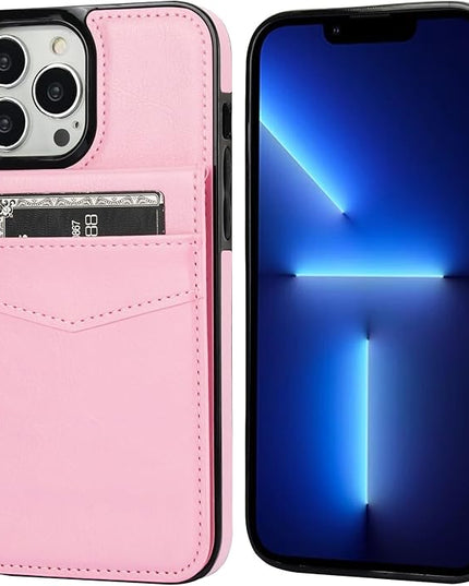 KIHUWEY Compatible with iPhone 13 Pro Max Case Wallet with Credit Card Holder, Premium Leather Magnetic Clasp Kickstand Heavy Duty Protective Cover for iPhone 13 Pro Max 6.7 Inch (Pink)
