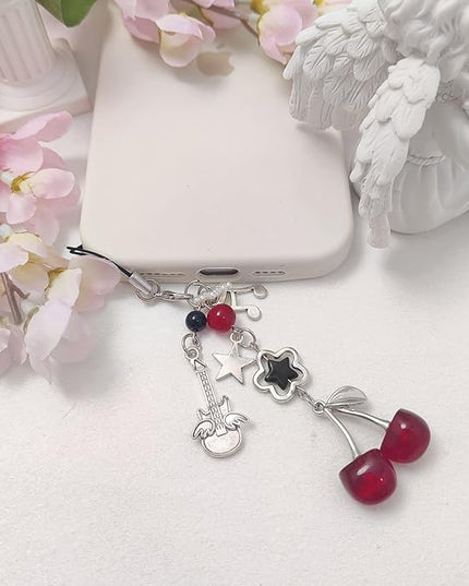 1-4PCS Cute Phone Charms Aesthetic Y2K Cell Phone Charms Strap Pink Strawberry Butterfly Star PhoneCharm Y2K Accessories for Bag Keychain Airpods Camera Pendants Decor