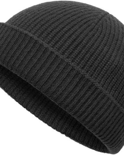 vidsel Thin Wool Fisherman Beanie Hat for Men Women Fall Winter,Short Knit Cuffed Fashion Trawler Skull Cap,Watch Cap