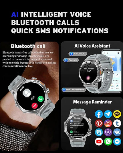 Fitness Smart Watch for Men Women, Bluetooth Calling & 1.8" AMOLED, SpO2/Heart Rate/Sleep Tracker, 100+ Workout Modes, IP67 Waterproof, 7+Day Battery, iPhone Android Compatible (Gray)