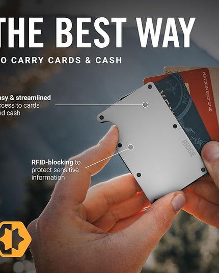 The Ridge Wallet - Slim Minimalist Compact Wallet and Card Holder| RFID Protected Front Pocket Wallets | Integrated Cash Strap | Polar White
