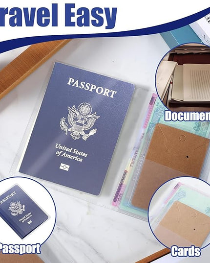 10Pcs Clear Passport Cover Plastic Passport Protector Waterproof Vinyl Passports Sleeve for Travel Clear Transparent Passports Holder for Women Men