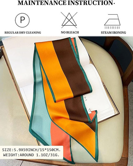 Head Scarf Purse Handle Neck Satin Hair Scarfs For Bag Lightweight Silky Long Thin Women's Fashion Scarves 59 * 5.9”
