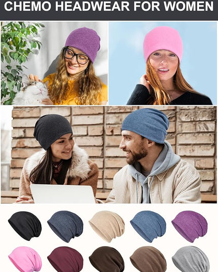 Senker Fashion Slouchy Beanie Hats for Women Men, Chemo Headwear Cotton Beanies Soft Lightweight Chemo Skull Cap Elastic