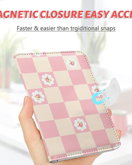 Passport Holder, Travel Wallet Cover with Pen Loop | Cute RFID Blocking Leather Case with Magnetic Closure for Travel Essentials-Sweet