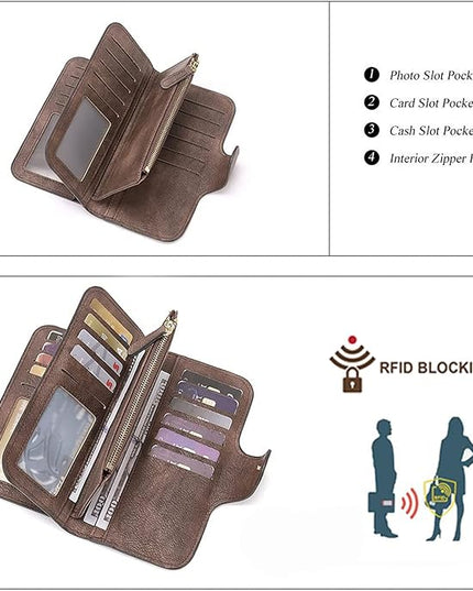 CLUCI Wallet For Women PU Leather RFID Blocking Womens Wallet Bifold Card Holder with ID Window Gifts for Women Birthday | RFID Blocking, Designer, Trifold, Card Holder, ID Window