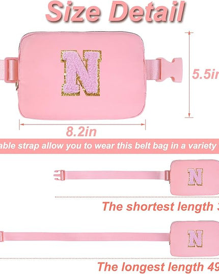 Uygafly Personalized Belt Bag for Women Girls - Fashion Mini Waist Packs with Adjustable Strap - Trendy Travel Fanny Pack Crossbody Bags with Initial Letter - Teen Gifts | Peach,N